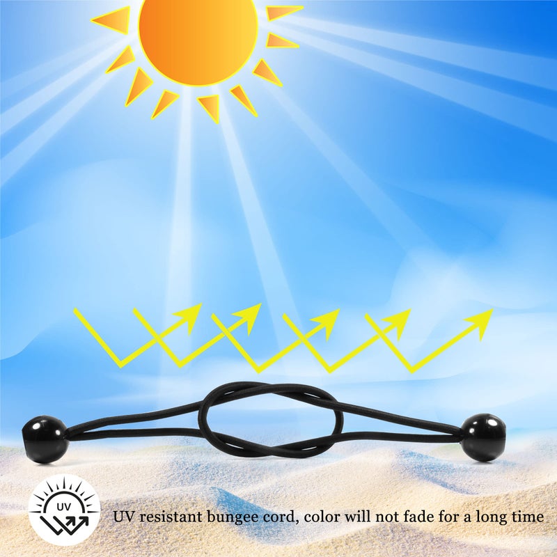Joneaz Ball Bungee Cords with Balls, 4 Inch 6 Inch 9 Inch and 12 Inch Mix Package, Black Tie Down Cord, Real Rubber UV Resistant, 36 Piece - Image 3